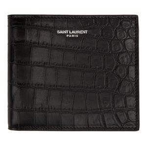 Yves Saint Laurent Black Croc Wallet